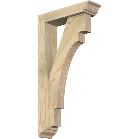 Ekena Millwork Merced Traditional Rough Sawn Bracket w/ Offset Brace, Douglas Fir, 4"W x 14"D x 26"H BKT0402X14X26MRC01RDF